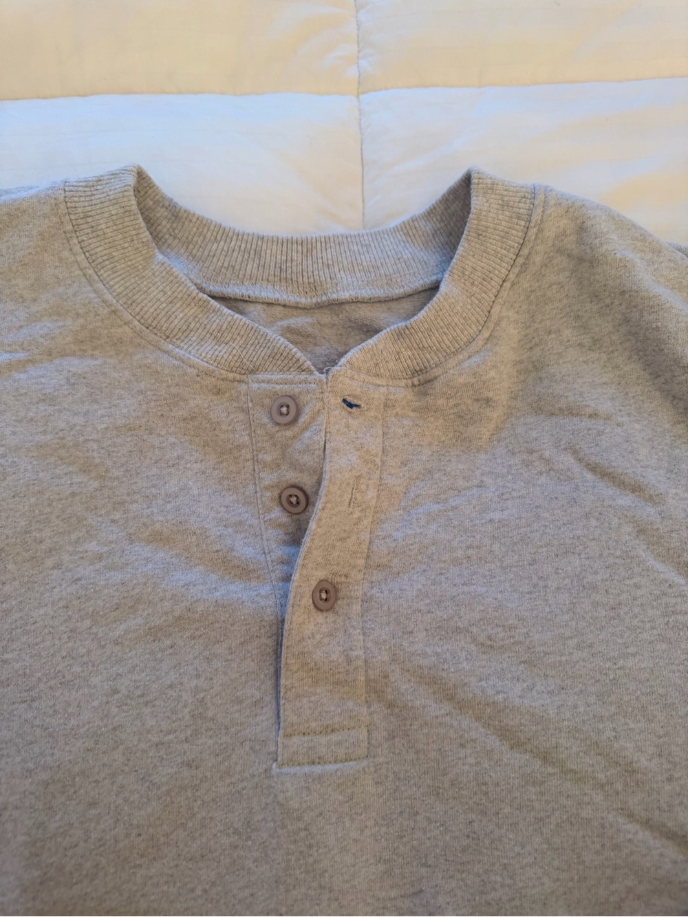 Daily Drills Gray Fleece Henley Crewneck - Picture 3 of 4